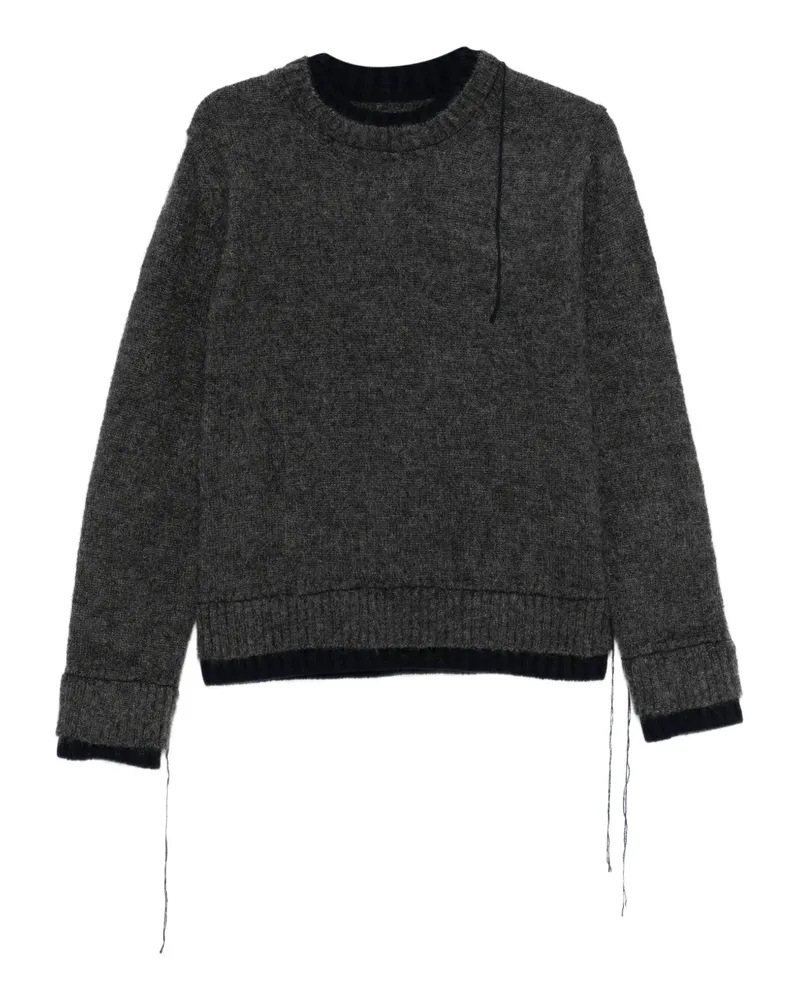 Sacai Ausgefranster Pullover im Layering-Look - Grau Grau