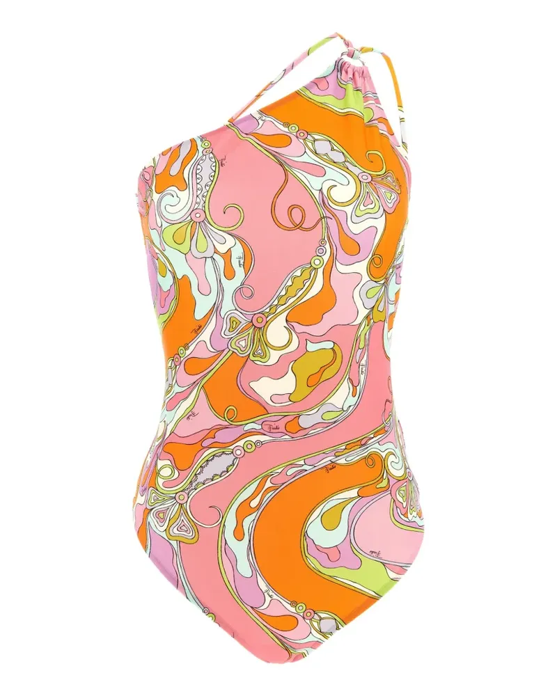 Emilio Pucci floral-print asymmetric swimsuit - Rosa Rosa