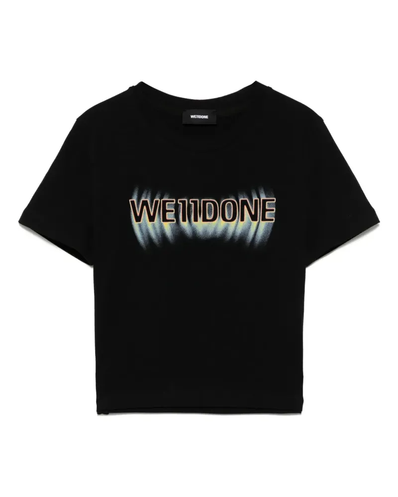 WE 11 DONE Cropped-T-Shirt mit Logo - Schwarz Schwarz