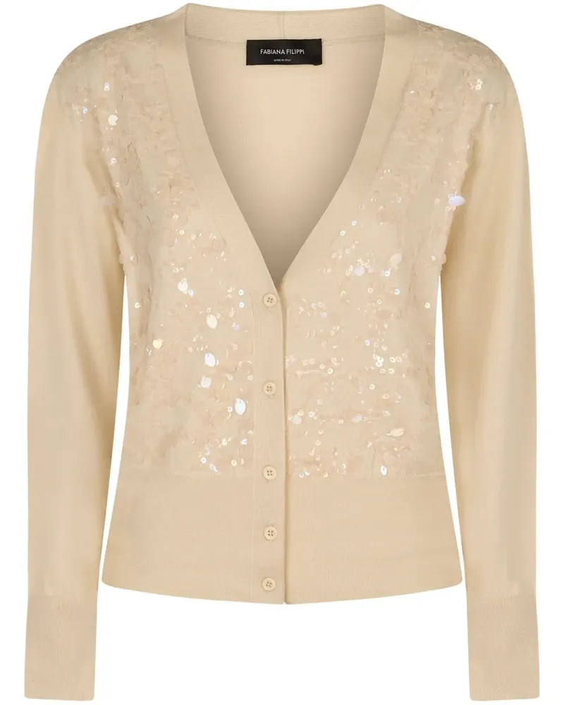 Fabiana Filippi Cardigan mit Pailletten - Nude Nude