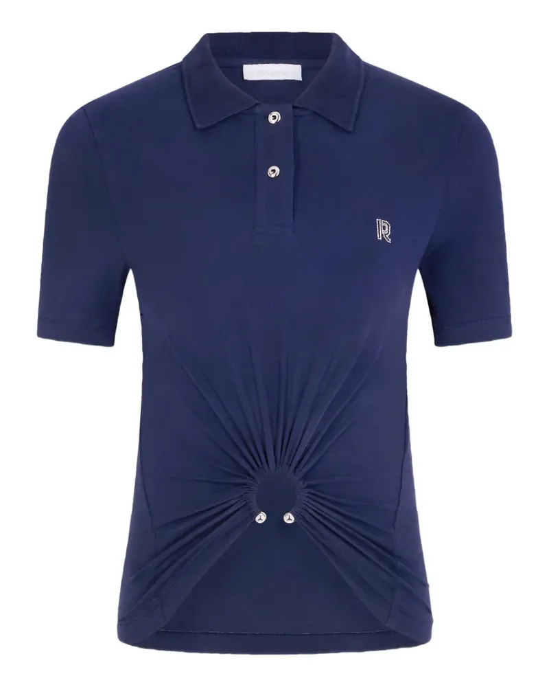 Paco Rabanne piercing-detail monogram-motif polo shirt - Blau Blau