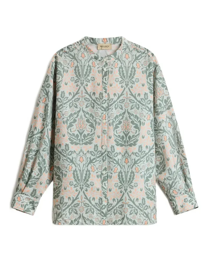 Woolrich floral-print band-collar shirt - Grün Grün
