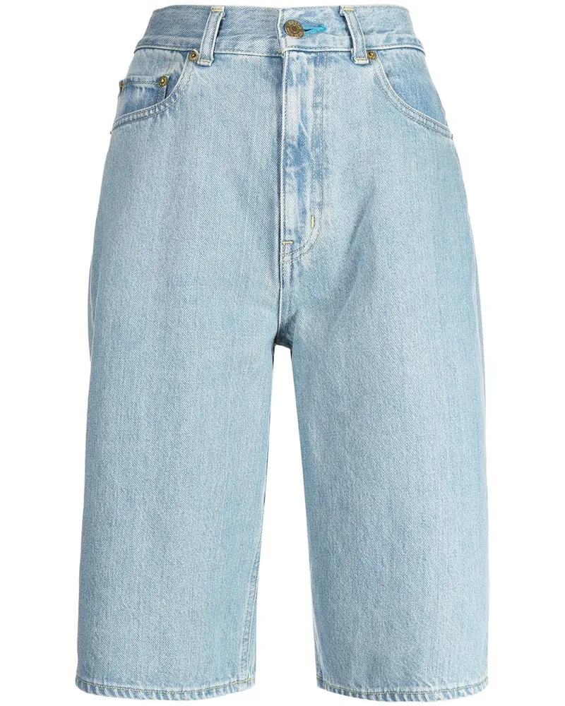 Tu Es Mon Trésor Jeans-Bermudas mit hohem Bund Blau