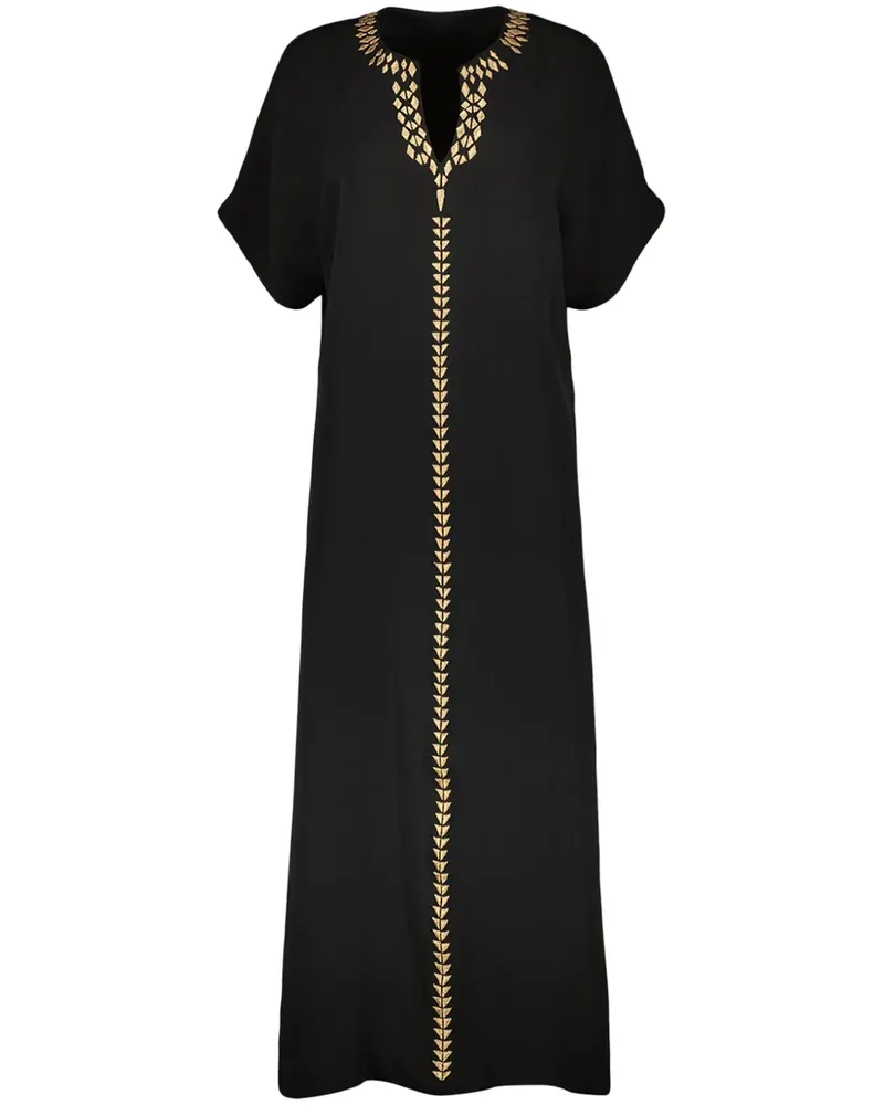 Yves Salomon Seidenkleid mit Stickerei - Schwarz Schwarz