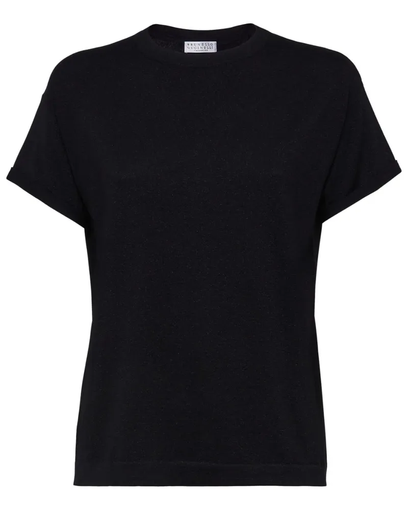 Brunello Cucinelli Gestricktes T-Shirt - Schwarz Schwarz