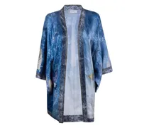Kimono-Jacke mit Blumen-Print - Blau