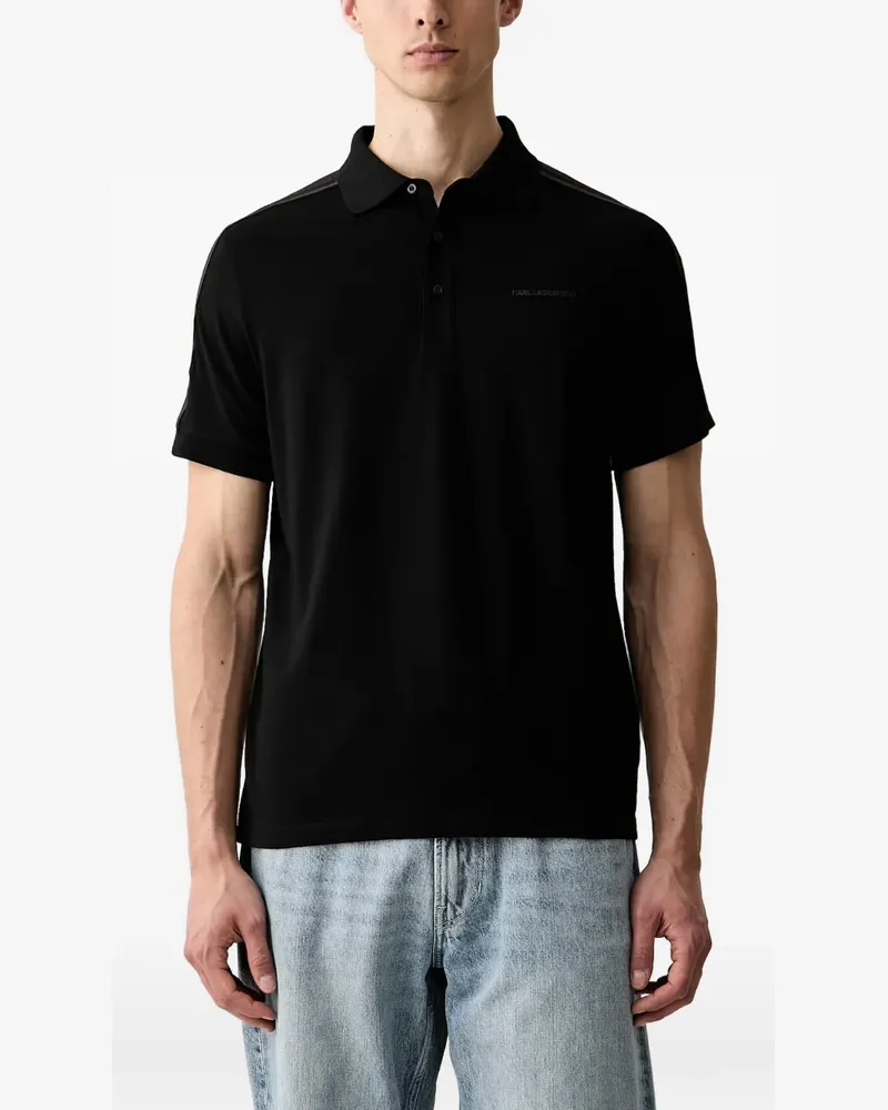 Karl Lagerfeld logo-print tape-detail polo shirt - Schwarz Schwarz