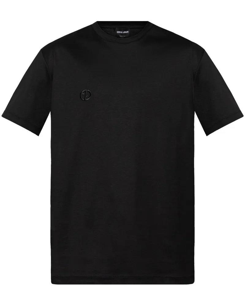 Giorgio Armani T-Shirt mit Logo-Stickerei - Schwarz Schwarz