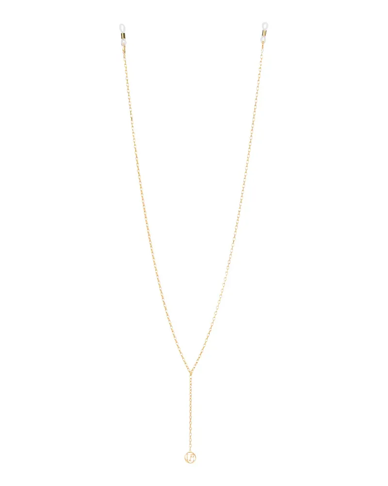 Linda Farrow Brillenkette mit Logo-Schild - Gold Gold