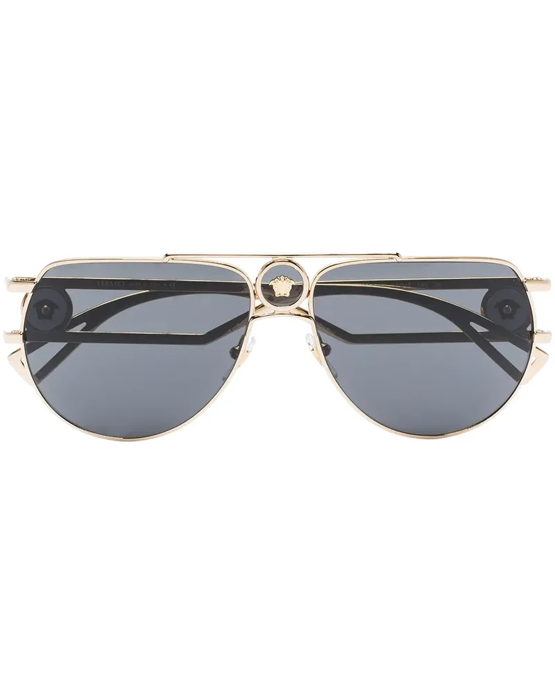 Versace Pilotenbrille mit Medusa - Gold Gold