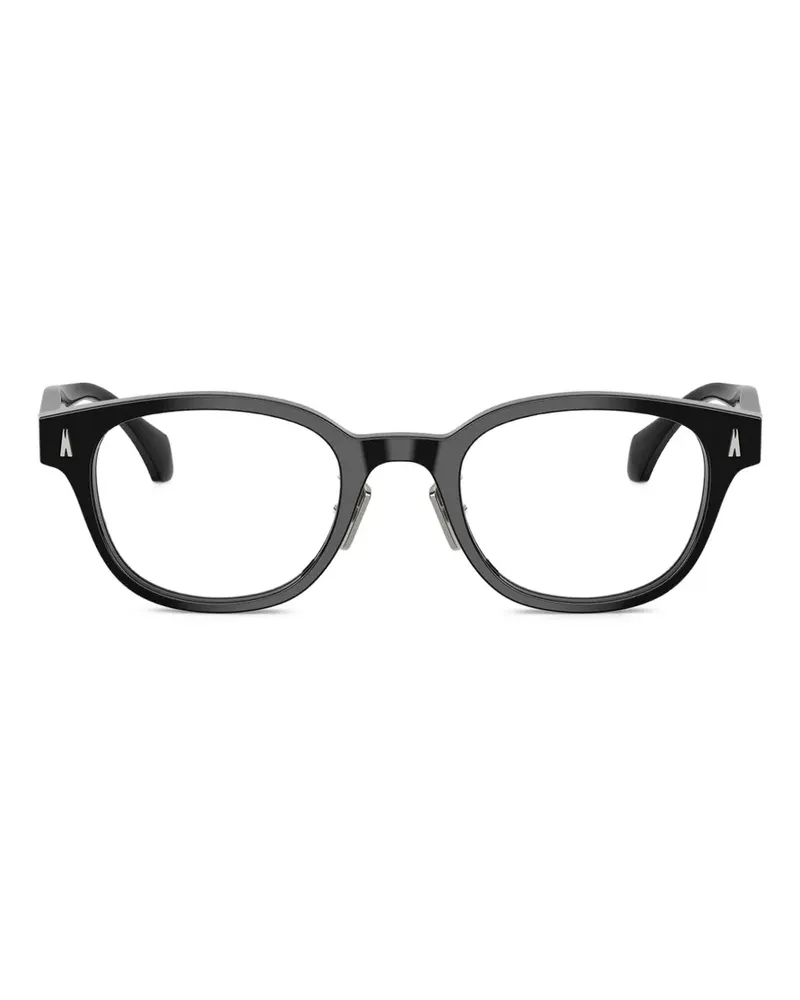 Moncler Ovale Brille mit Nietendetail - Schwarz Schwarz