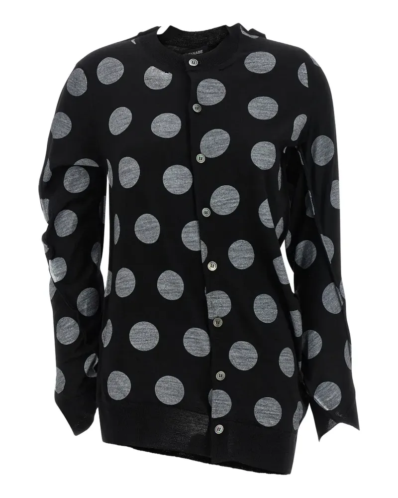 Junya Watanabe polka-dot asymmetrical cardigan - Schwarz Schwarz