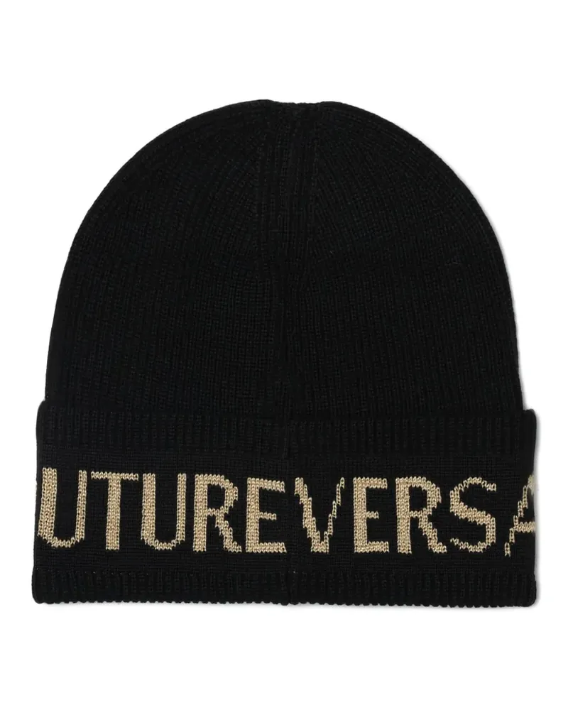 Versace Jeans intarsia-knit logo beanie - Schwarz Schwarz