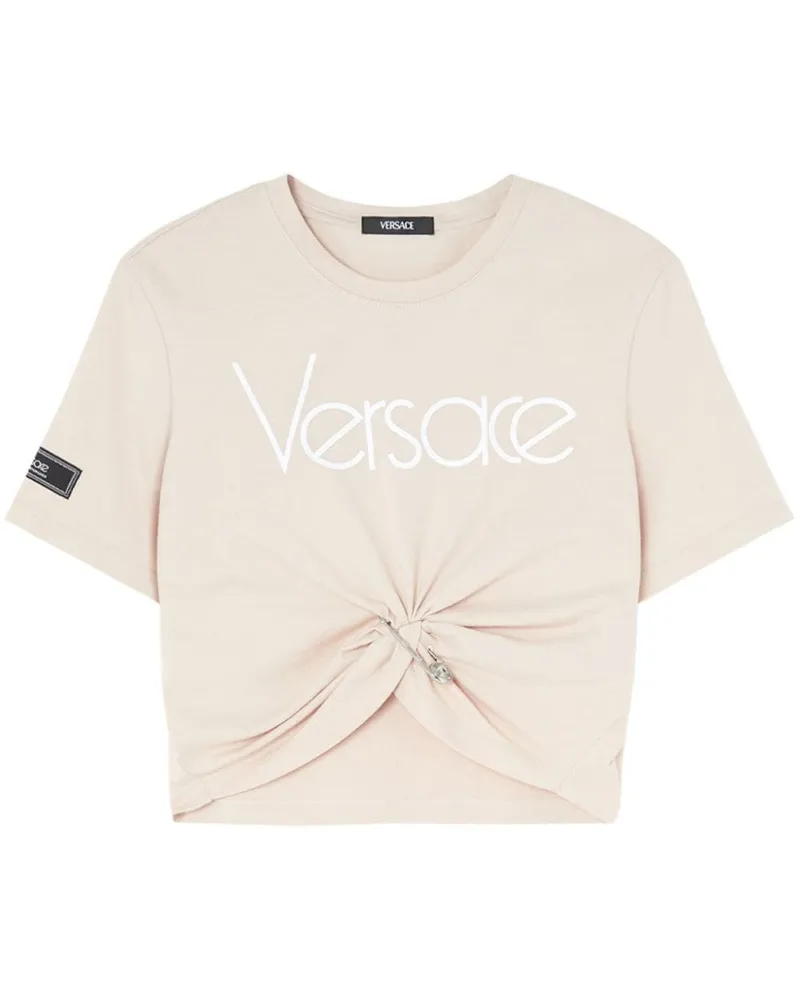 Versace T-Shirt mit Sicherheitsnadel - Nude Nude