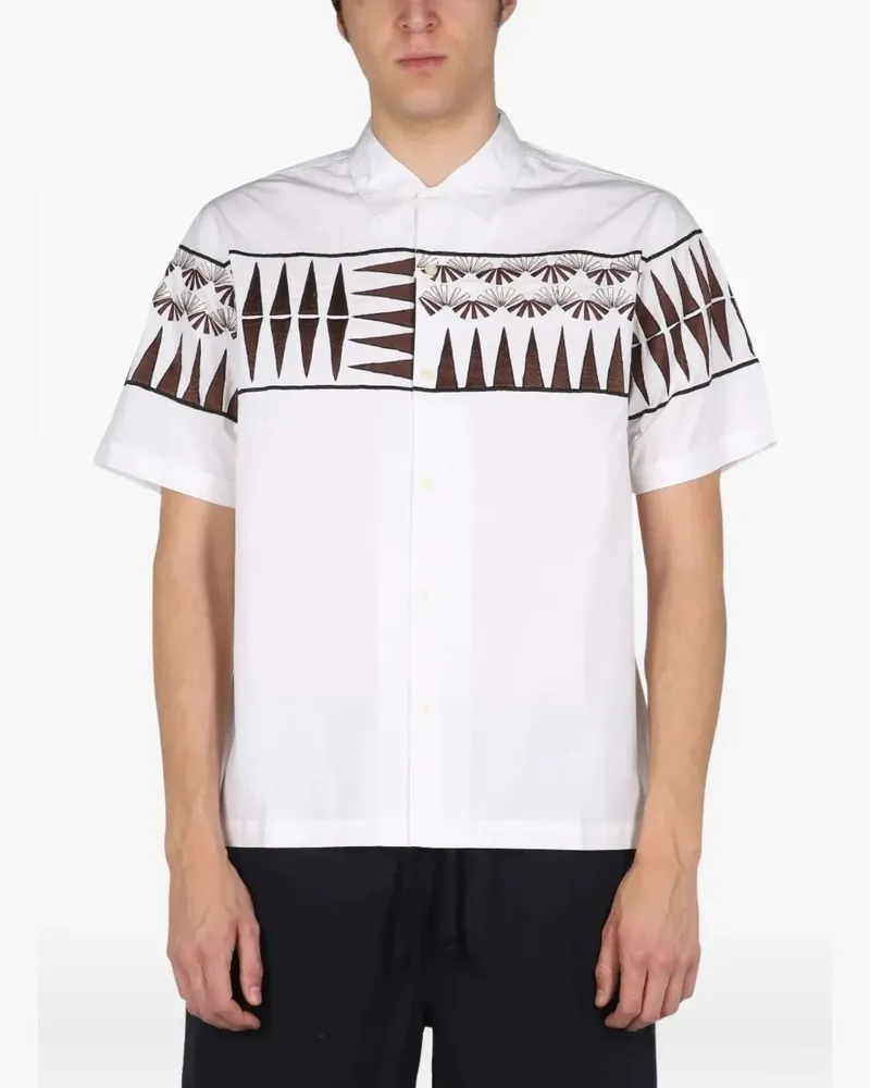 Universal Works Hemd mit geometrischem Print - Weiß Weiß