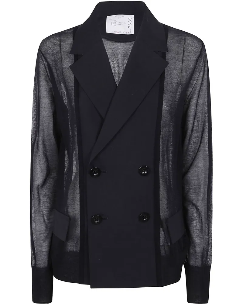 Sacai Semi-transparentes Sakko - Schwarz Schwarz