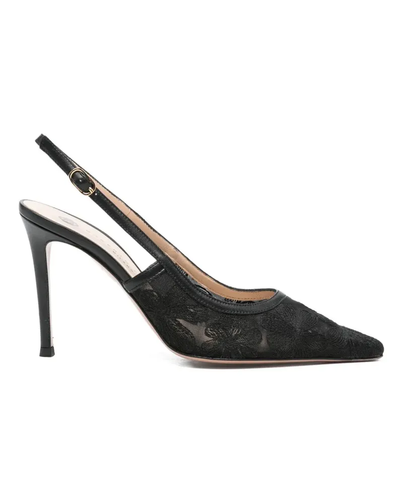 FESTA Milano floral-lace slingback pumps - Schwarz Schwarz