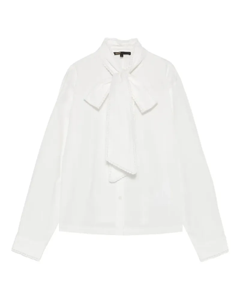Maje Hemd mit Schleifenkragen - Weiß Weiß