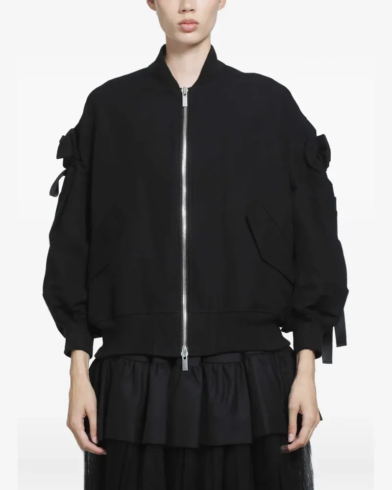 Noir Kei Ninomiya Geraffte Jacke mit Schleifendetail - Schwarz Schwarz