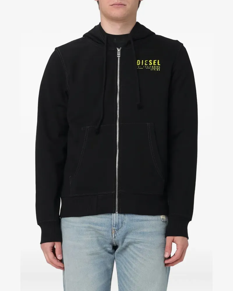 Diesel Kapuzenjacke mit Reißverschluss - Schwarz Schwarz