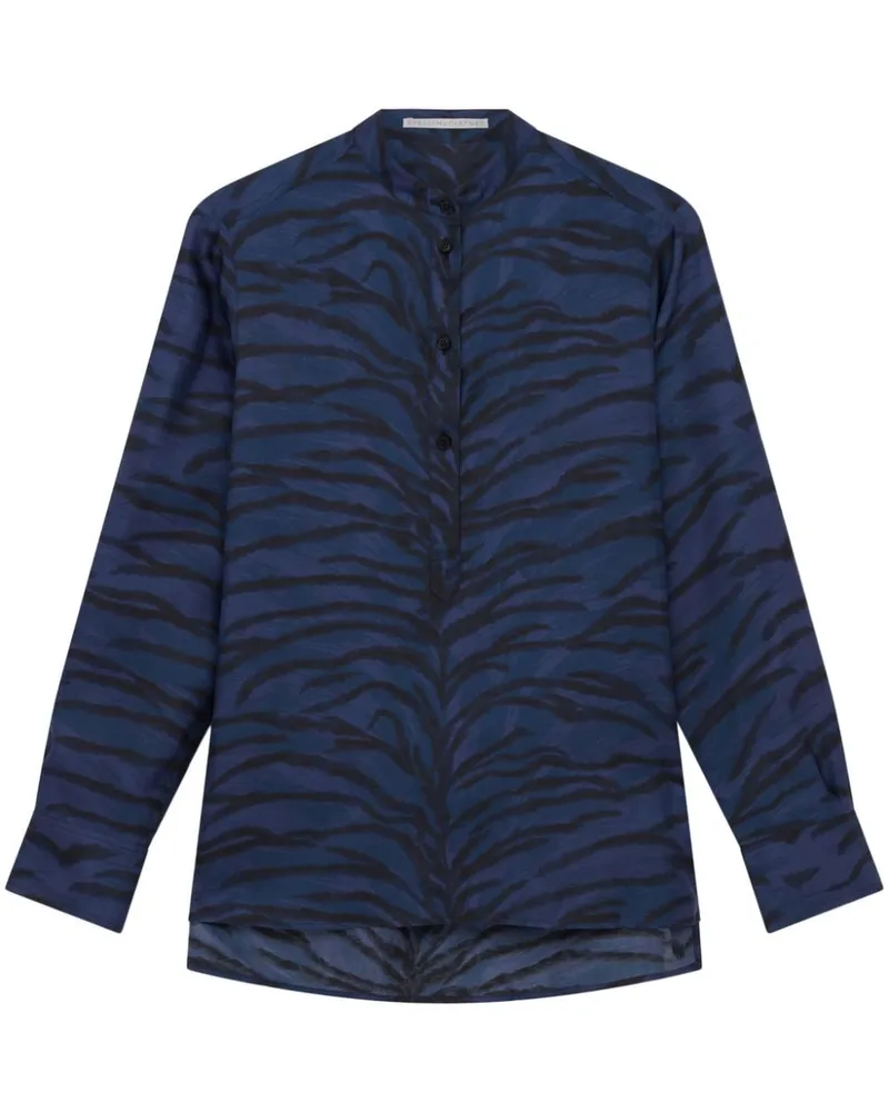 Stella McCartney Seidenhemd mit Tiger-Print - Blau Blau