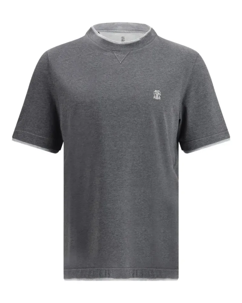 Brunello Cucinelli T-Shirt mit Logo-Stickerei - Grau Grau