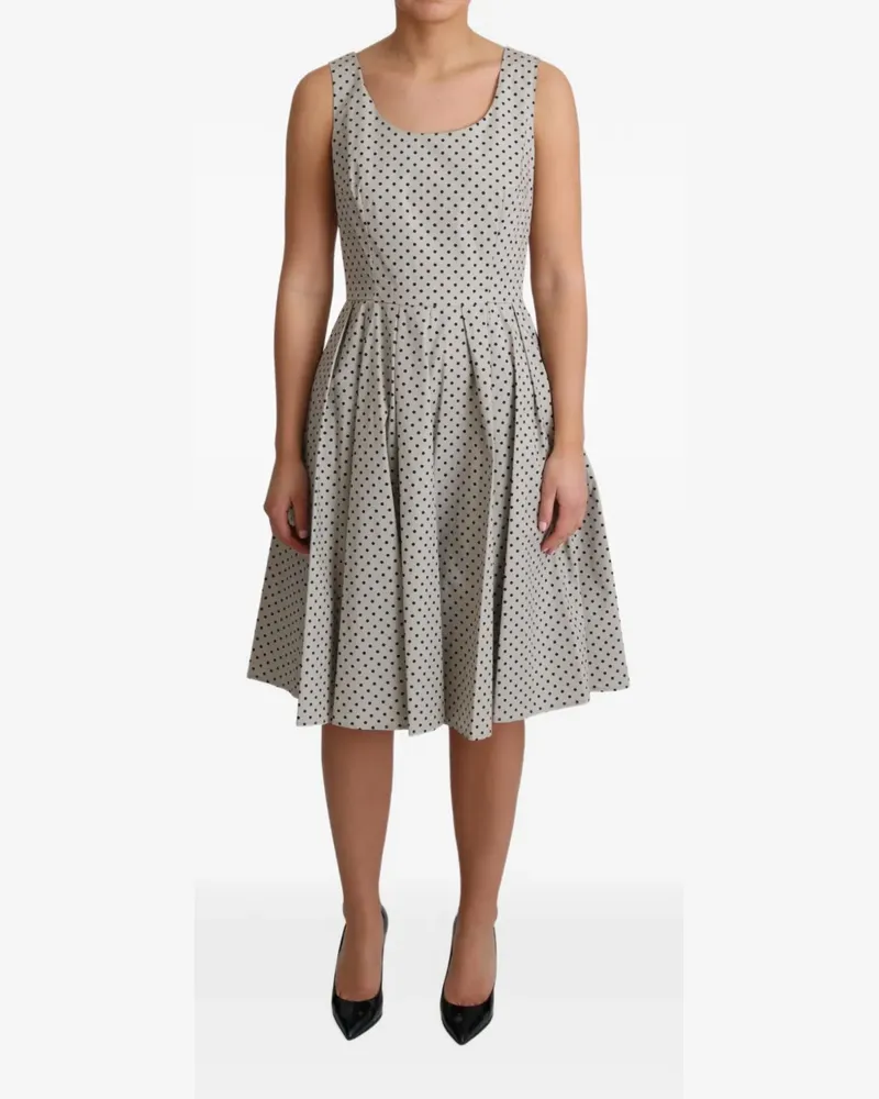 Dolce & Gabbana polka-dot flared midi dress - Nude Nude