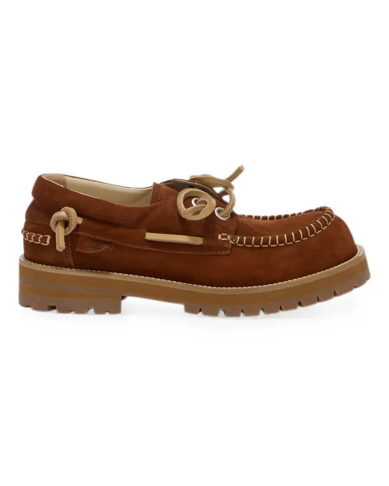 Moschino whipstitch lug-sole boat shoes - Braun Braun