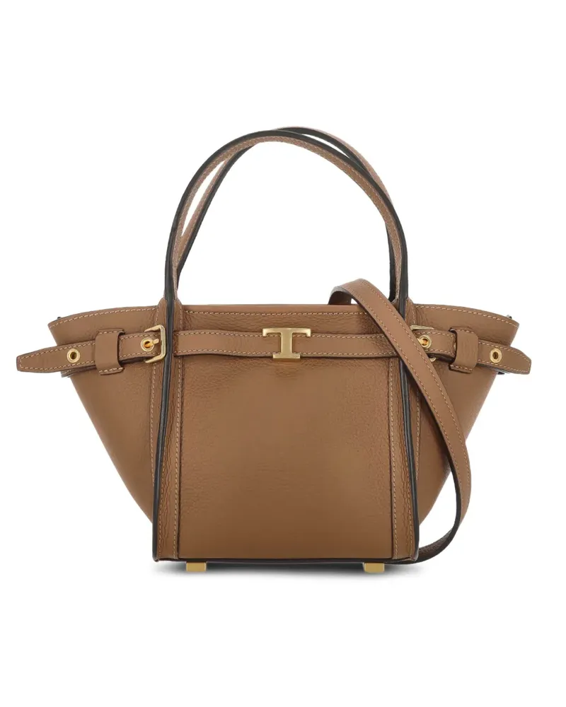 TOD'S Mini T Signature Shopper aus Leder - Braun Braun