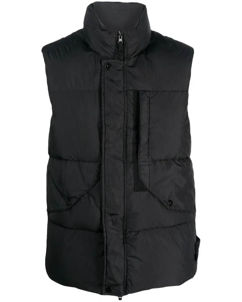 Stone Island Gefütterte Weste mit Kompass-Patch - Schwarz Schwarz