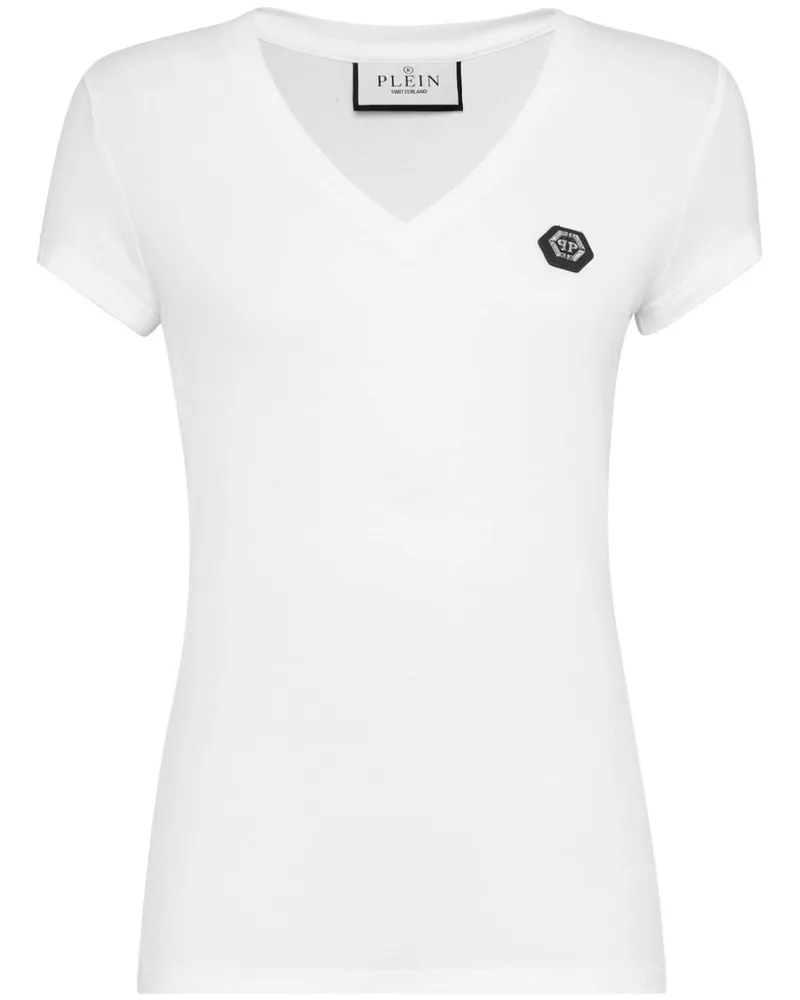 Philipp Plein T-Shirt mit Logo-Applikation - Weiß Weiß