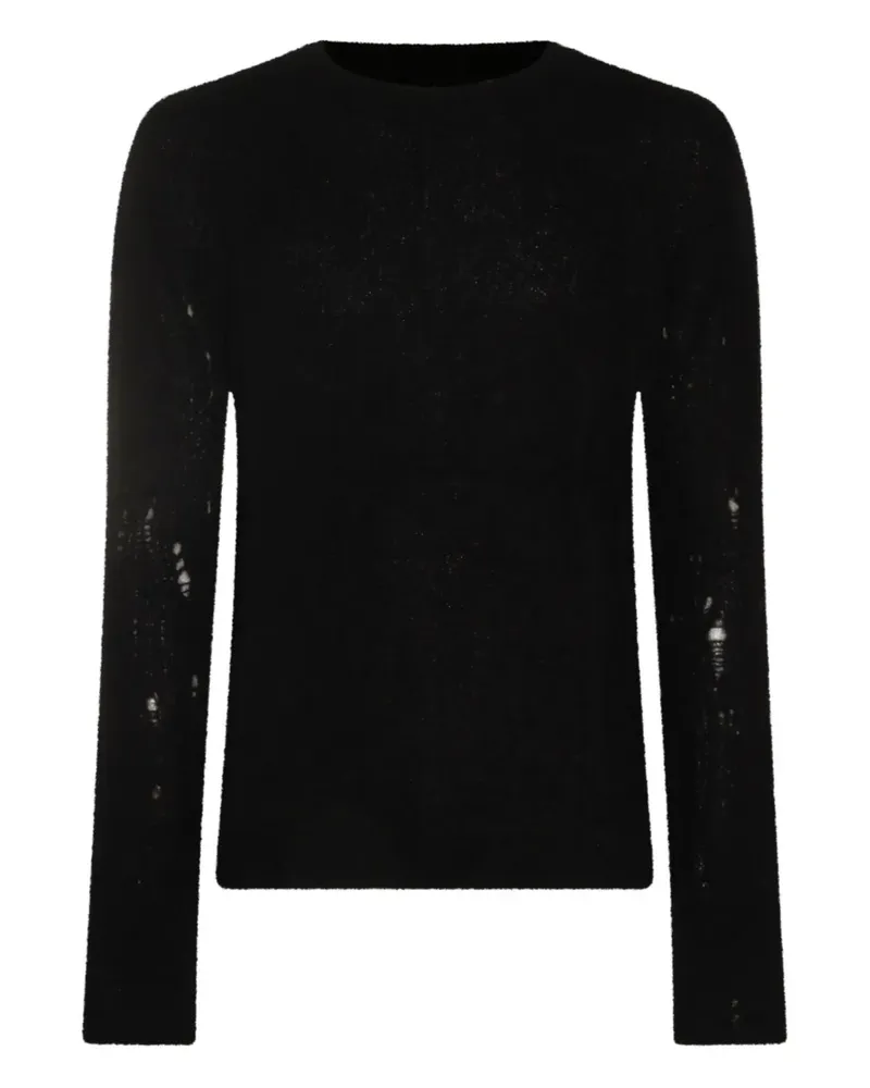 THOM KROM distressed long-sleeve sweater - Schwarz Schwarz