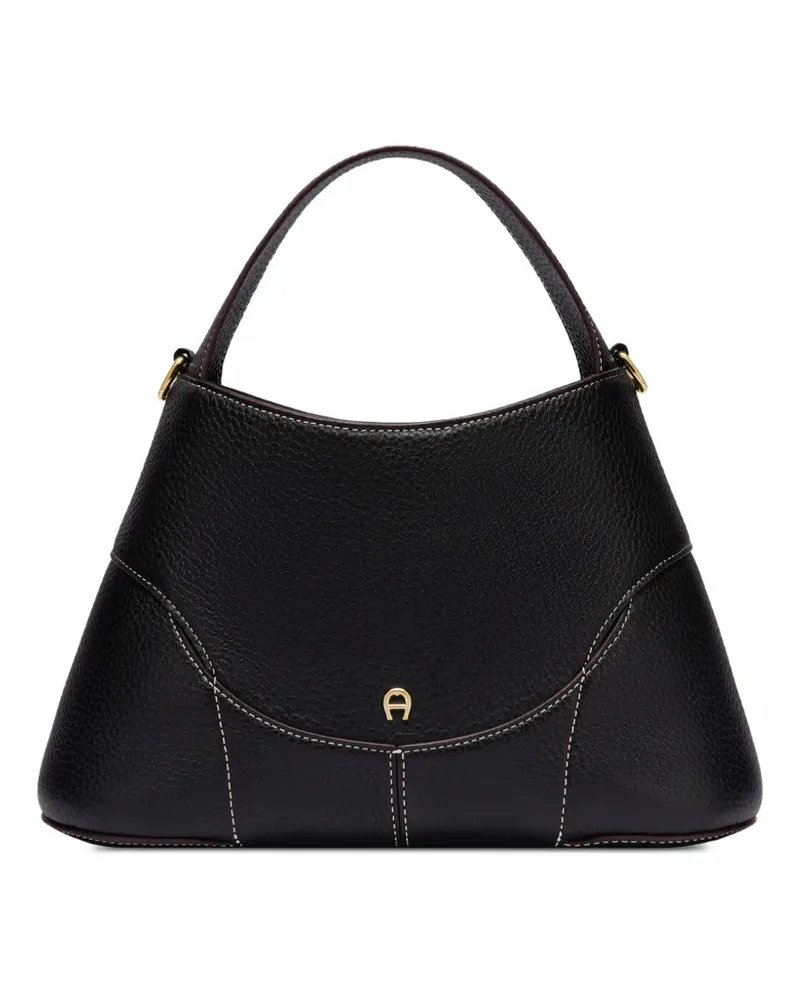 Aigner M Hazel Handtasche mit Logo-Schild - Schwarz Schwarz