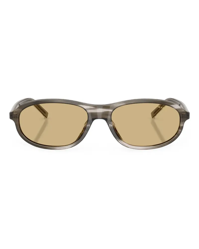 Prada Gestreifte Sonnenbrille mit ovalem Gestell - Grau Grau
