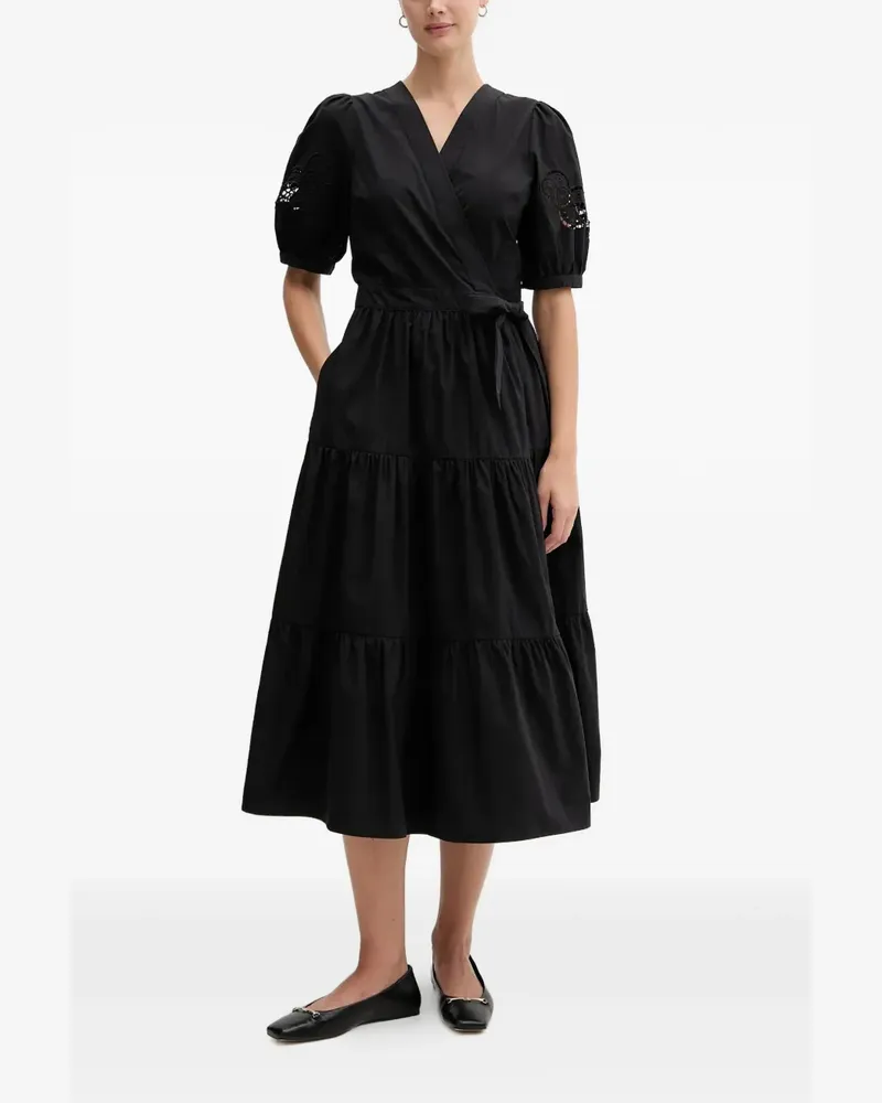 DKNY tiered lace-insert midi dress - Schwarz Schwarz