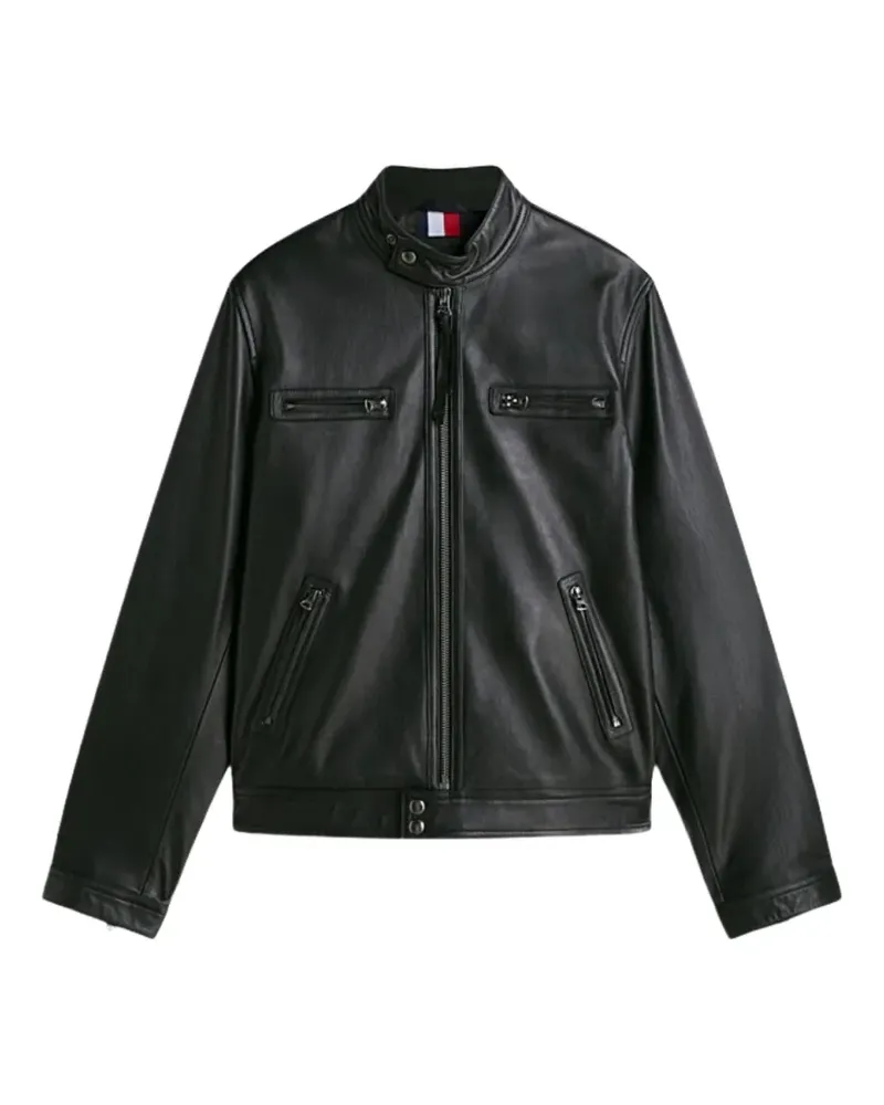 Tommy Hilfiger Klassische Lederjacke - Schwarz Schwarz
