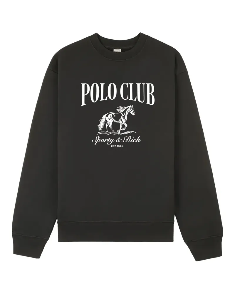 SPORTY & RICH Pullover mit grafischem Print - Schwarz Schwarz