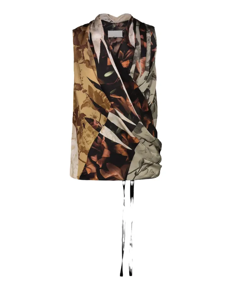 Maison Margiela floral-print draped top - Schwarz Schwarz