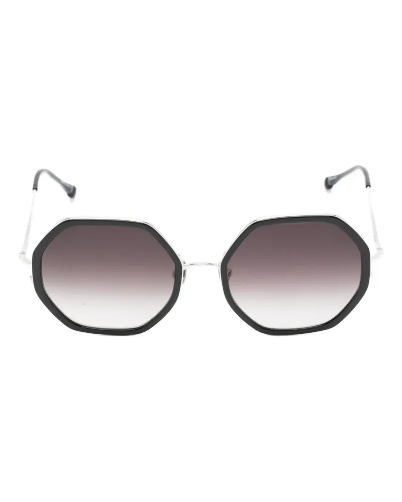 MATSUDA Sonnenbrille mit geometrischem Gestell - Schwarz Schwarz