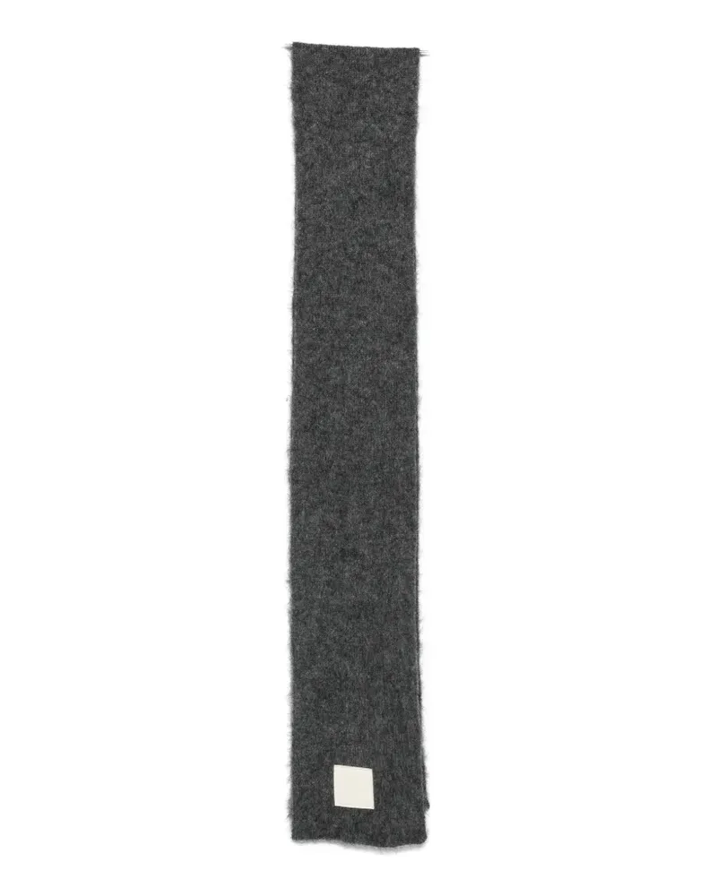 AMI Paris logo-patch knitted scarf - Grau Grau