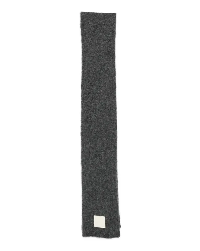 AMI Paris Gestrickter Schal mit Logo-Patch - Grau Grau