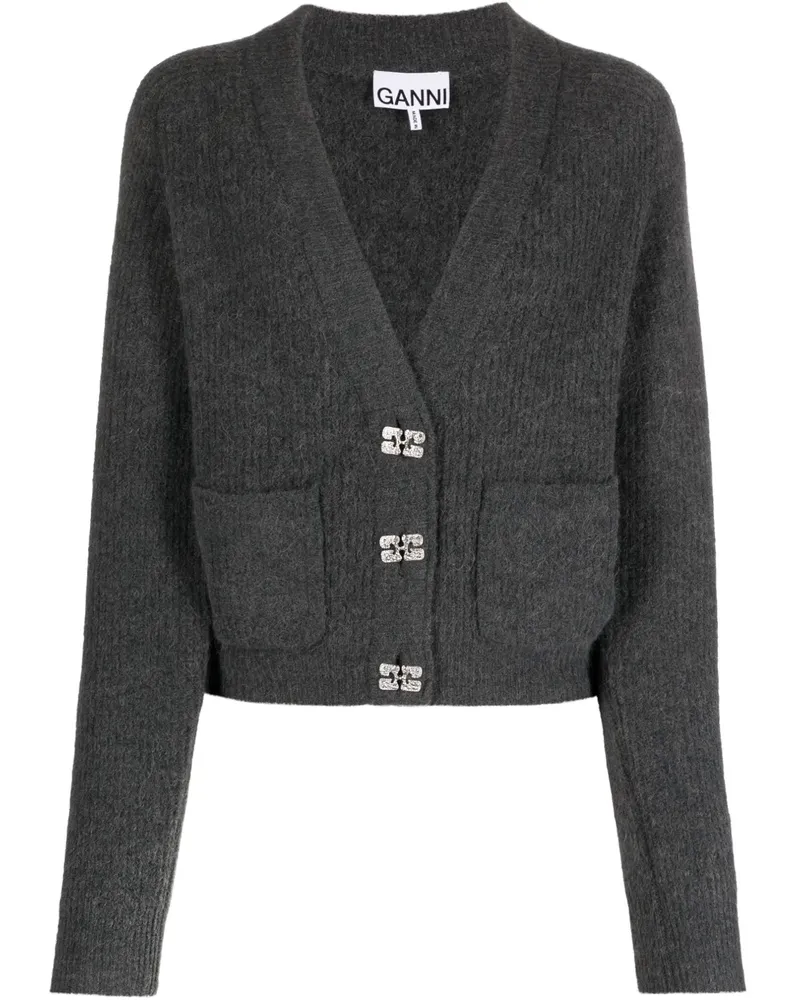 Ganni Cardigan mit Knitteroptik - Grau Grau