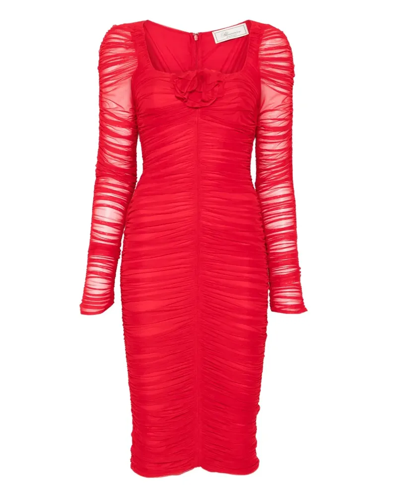 Blumarine Langärmeliges Kleid mit Rüschen - Rot Rot