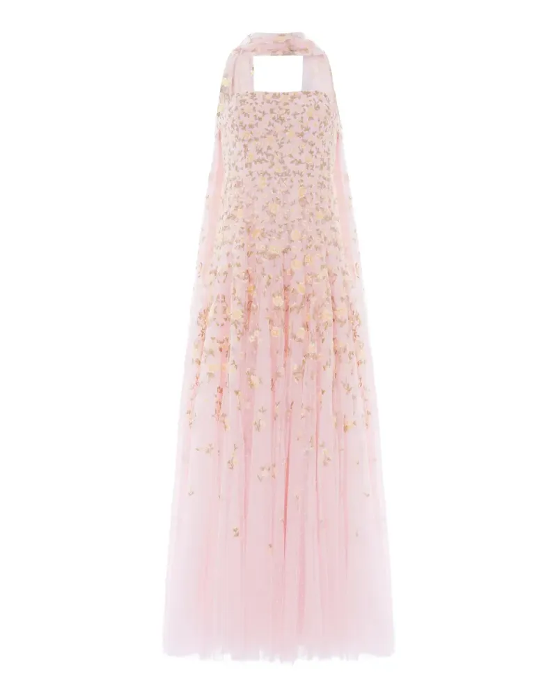 Needle & Thread Lea Ditsy floral-embroidered maxi dress - Rosa Rosa