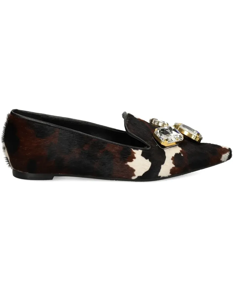 RAS Spitze Loafer mit Kristallen - Braun Braun
