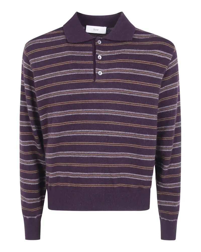 Dunst Gestreifter Pullover mit Polokragen - Violett Violett
