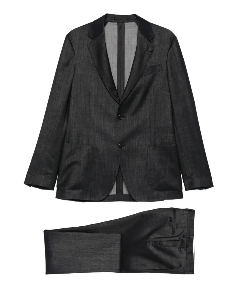 LARDINI flower-pin suit - Schwarz Schwarz