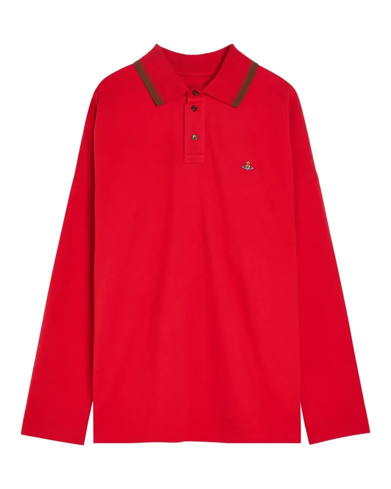 Vivienne Westwood Orb-embroidered long-sleeve polo shirt - Rot Rot