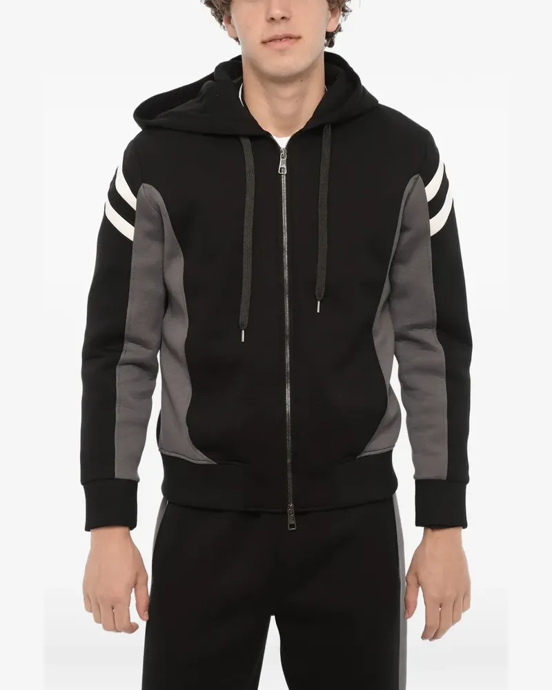 Neil Barrett Modernist panelled black and grey hoodie - Schwarz Schwarz