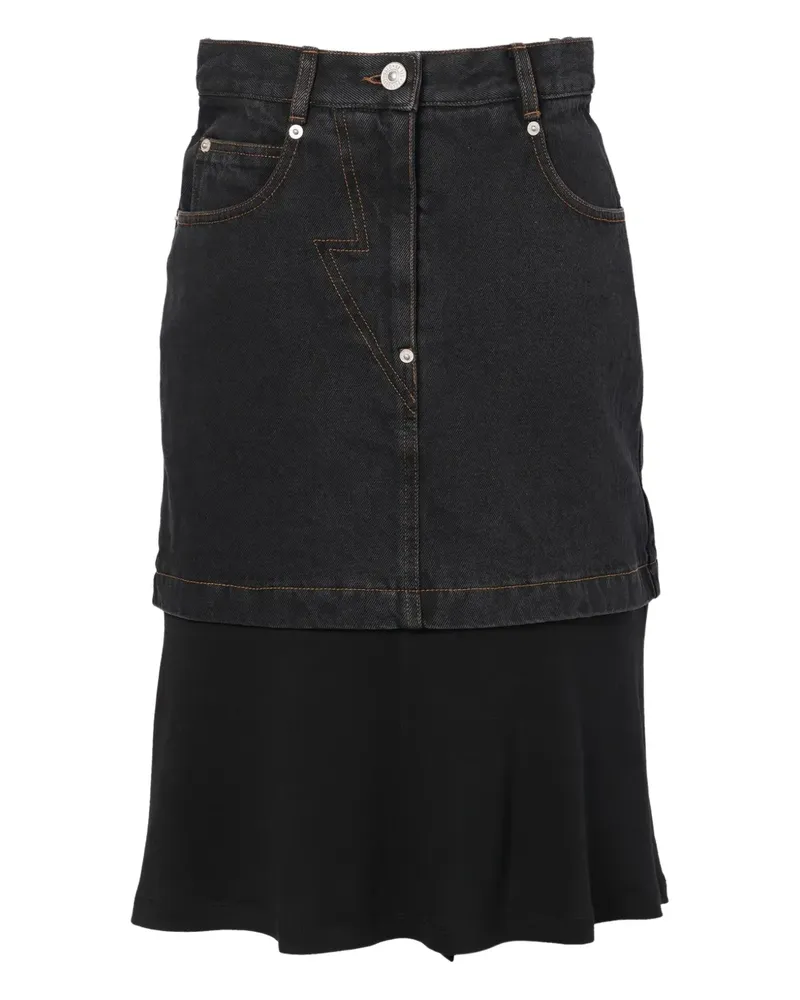 pushBUTTON layered midi skirt - Schwarz Schwarz